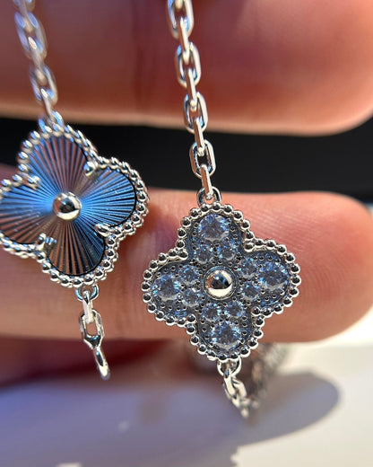 [Violet JW]CLOVER 5 MOTIF SILVER DIAMOND BRACELET