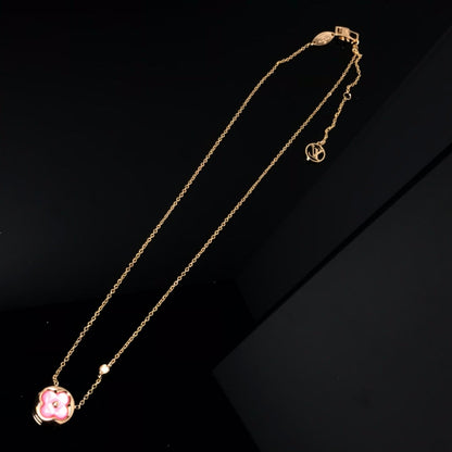 [Violet JW]COLOR BLOSSOM PINK MOP SUN GOLD NECKLACE