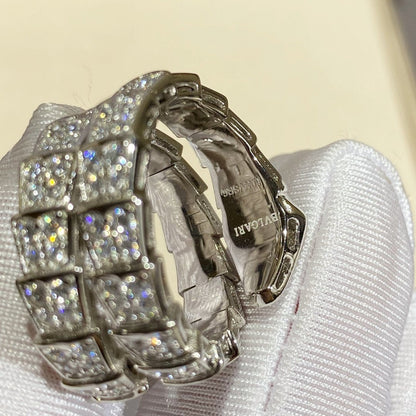 [Violet JW]SERPENTI DOUBLE RING SILVER DIAMOND PAVED