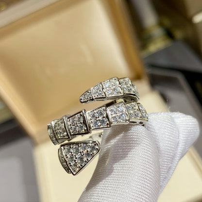 [Violet JW]SERPENTI DOUBLE RING SILVER DIAMOND PAVED