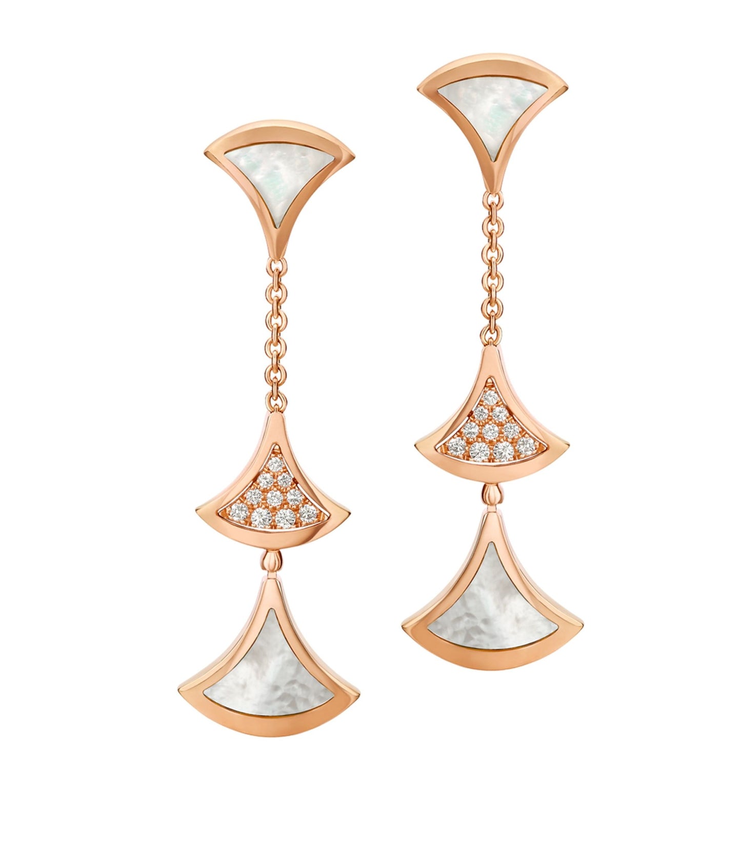 [Violet JW]DREAM EARRINGS 3 MOTIFS DIAMOND MOP PINK GOLD