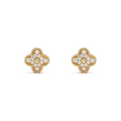 [Violet JW]CLOVER MEDIUM 1 MOTIFS FUll DIAMOND EARRINGS