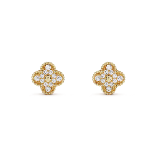 [Violet JW]CLOVER MEDIUM 1 MOTIFS FUll DIAMOND EARRINGS