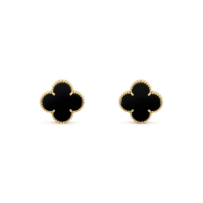 [Violet JW]CLOVER MEDIUM 1 MOTIFS  ONYX STUD EARRINGS