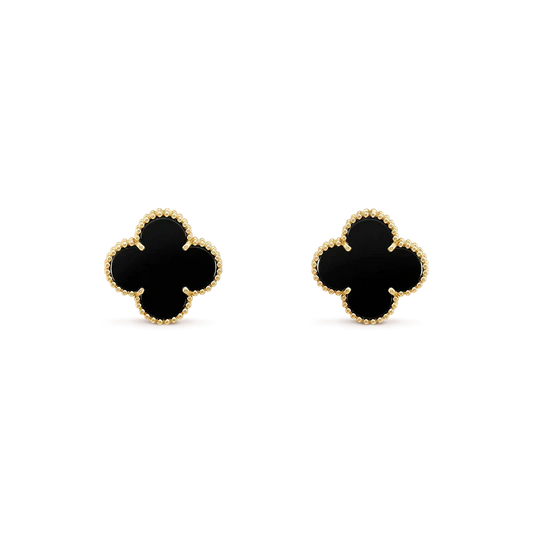 [Violet JW]CLOVER MEDIUM 1 MOTIFS  ONYX STUD EARRINGS