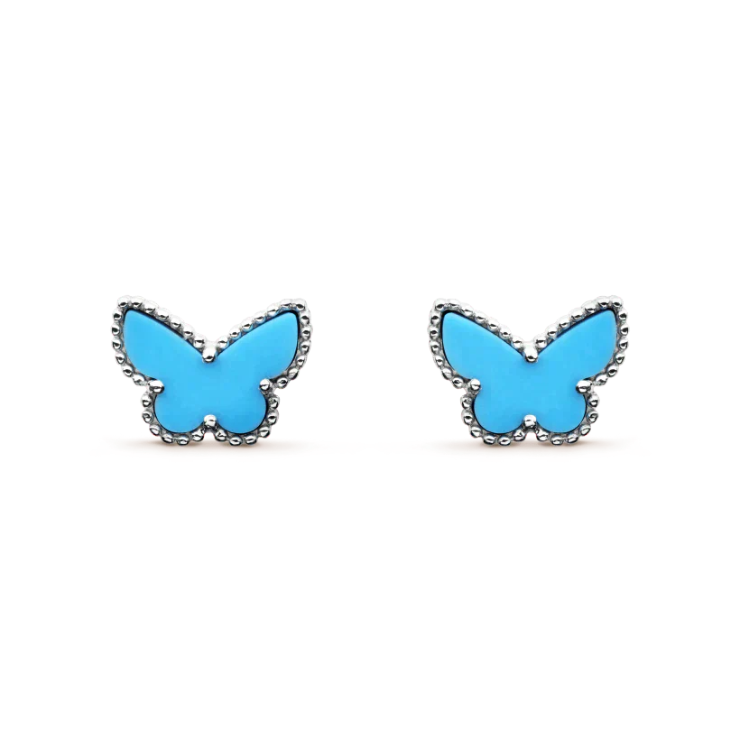 [Violet JW]BUTTERFLY TURQUOISE EARRINGS SILVER