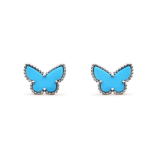 [Violet JW]BUTTERFLY TURQUOISE EARRINGS SILVER