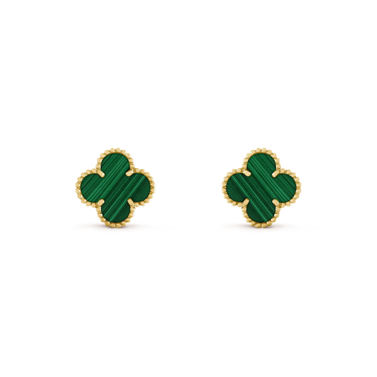 [Violet JW]CLOVER MEDIUM 1 MOTIFS MALACHITE  EARRINGS