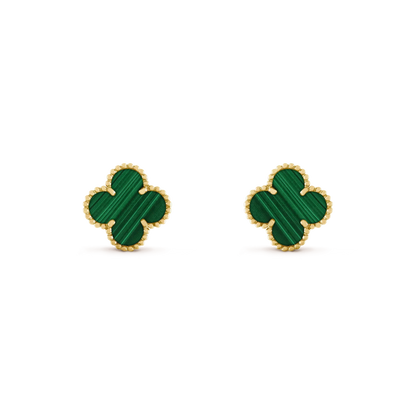 [Violet JW]CLOVER MEDIUM 1 MOTIFS MALACHITE  EARRINGS