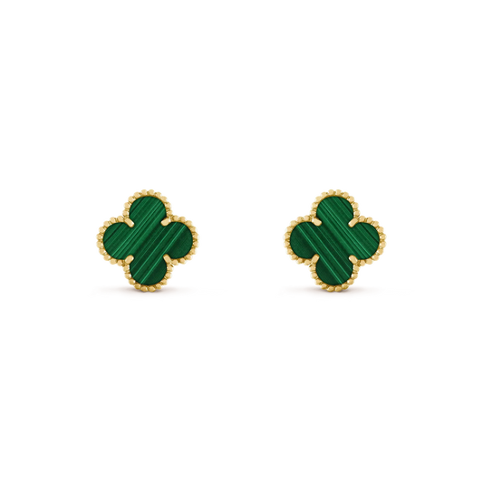 [Violet JW]CLOVER MEDIUM 1 MOTIFS MALACHITE  EARRINGS