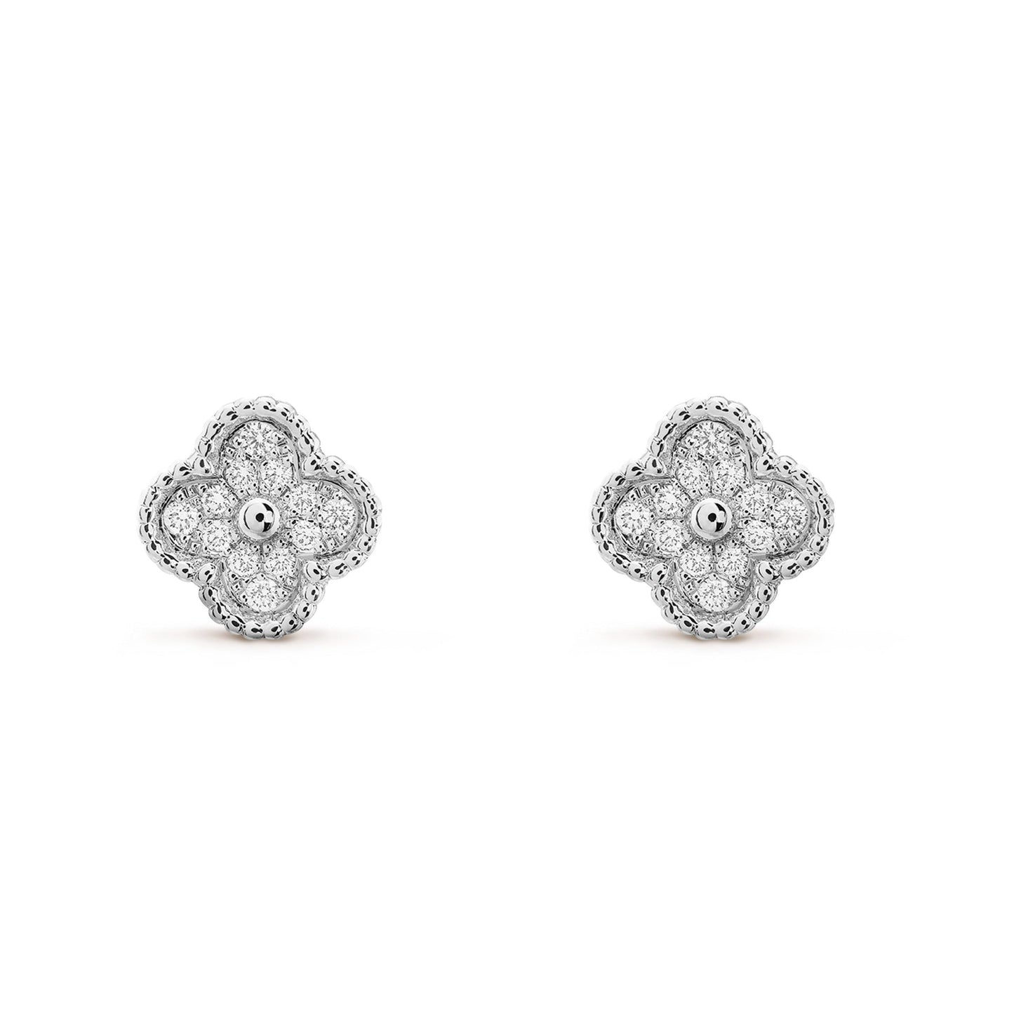 [Violet JW]CLOVER MINI DIAMOND STUD EARRINGS