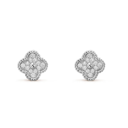 [Violet JW]CLOVER MINI DIAMOND STUD EARRINGS