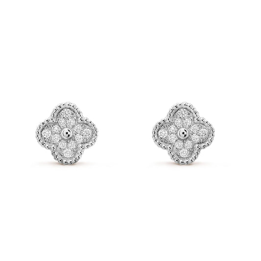 [Violet JW]CLOVER MINI DIAMOND STUD EARRINGS