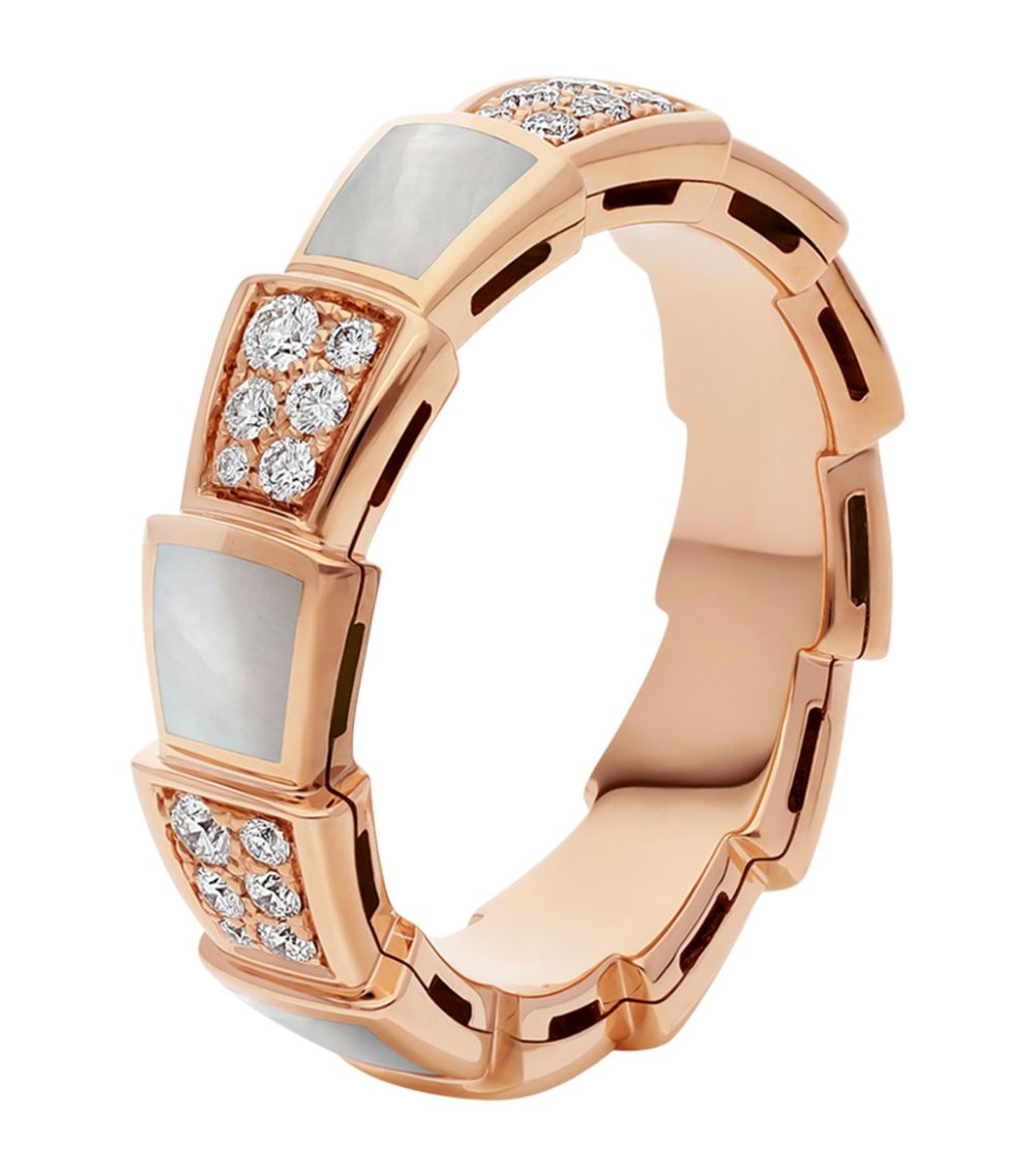 [Violet JW]SERPENTI RING PINK GOLD MOP DIAMOND PAVED 4MM