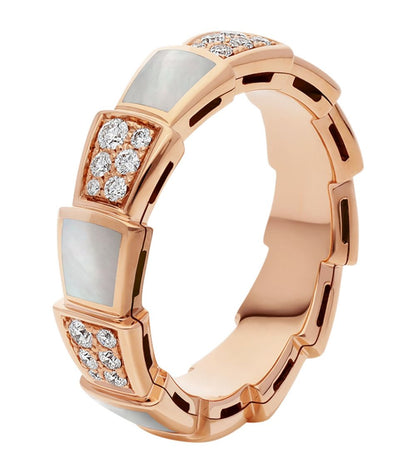 [Violet JW]SERPENTI RING PINK GOLD MOP DIAMOND PAVED 4MM