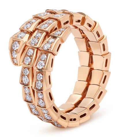 [Violet JW]SERPENTI RING PINK GOLD DIAMOND DOUBLE ROW
