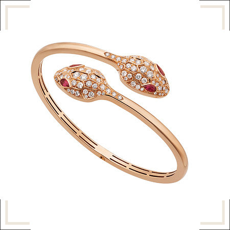 [Violet JW]SERPENTI BRACELET PINK GOLD DIAMOND DOUBLE SNAKE