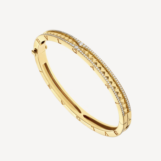 [Violet JW]ZERO 1 SPIRAL AND PAVED DIAMOND GOLD BRACELET