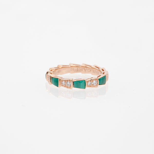 [Violet JW]SERPENTI RING PINK GOLD MALACHITE DIAMOND 3MM