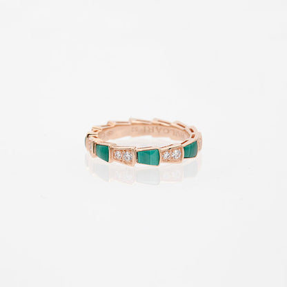 [Violet JW]SERPENTI RING PINK GOLD MALACHITE DIAMOND 3MM