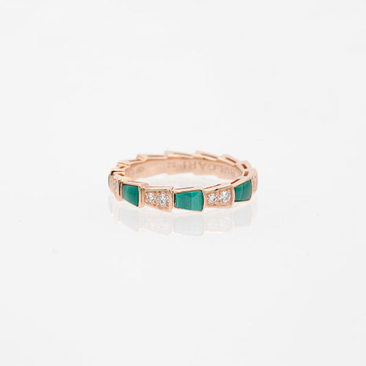 [Violet JW]SERPENTI RING PINK GOLD MALACHITE DIAMOND 3MM