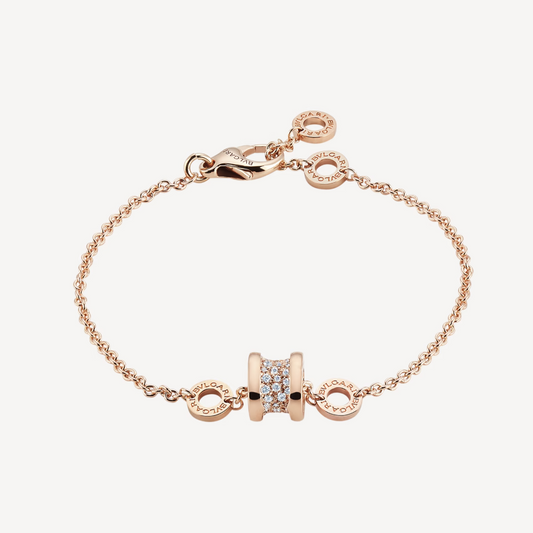 [Violet JW]ZERO 1 SOFT PINK GOLD WITH PAVED DIAMONDS ON THE SPIRAL BRACELET