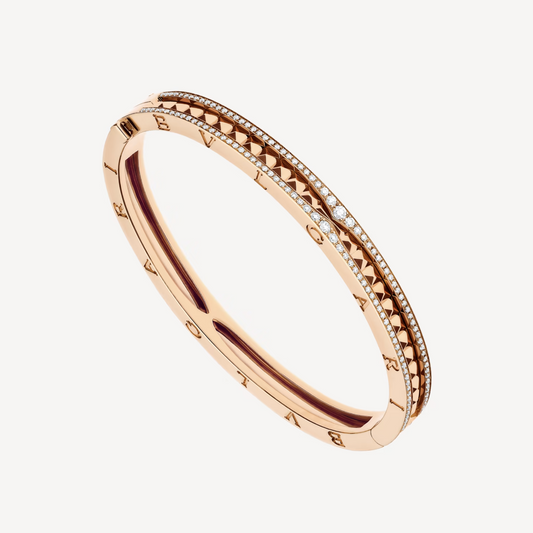 [Violet JW]ZERO 1 SPIRAL AND PAVED DIAMOND PINK GOLD BRACELET