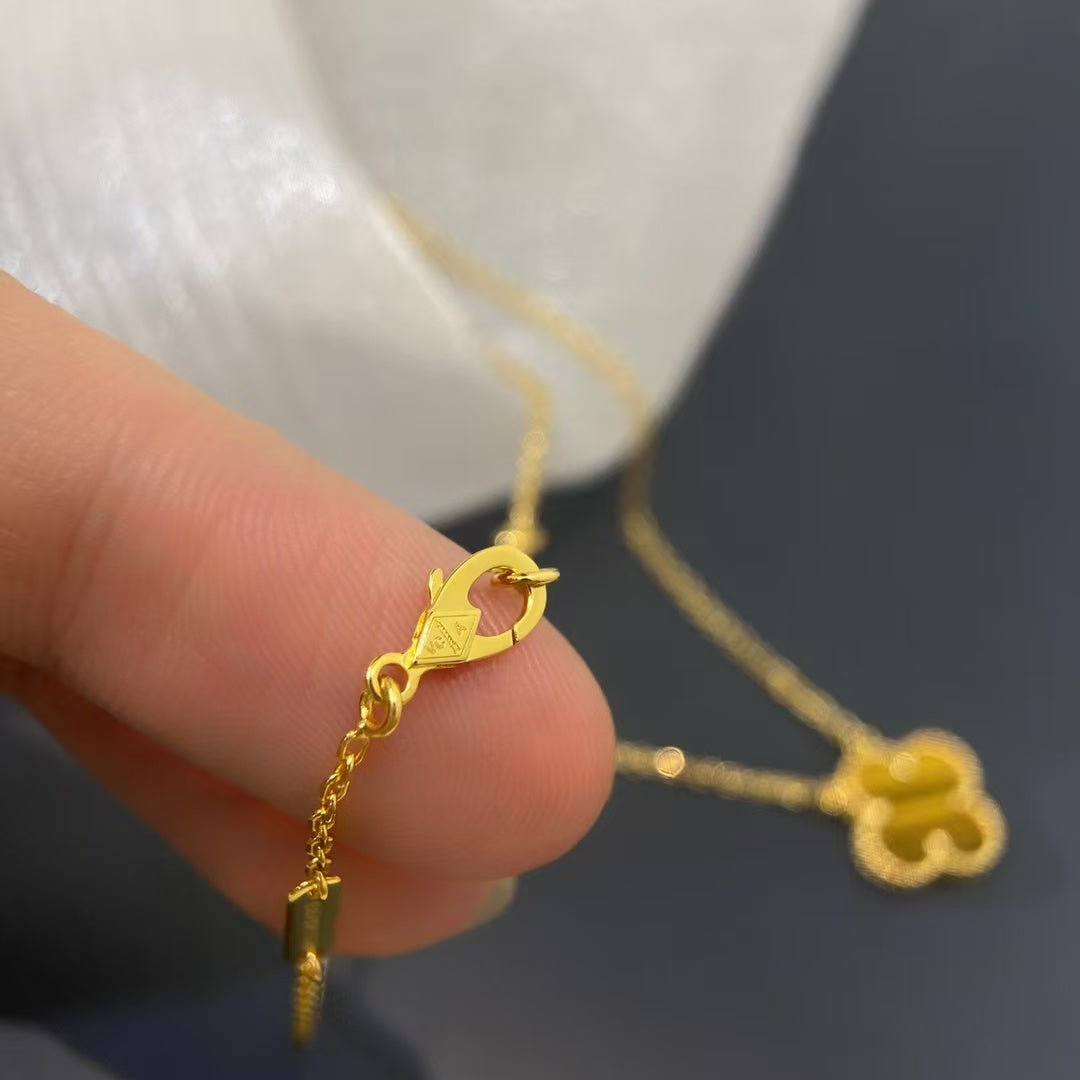 [Violet JW]CLOVER 15MM YELLOW TIGER'S EYE AGATE NECKLACE