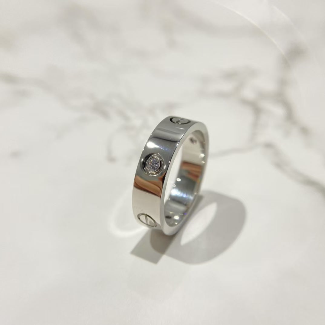[Violet JW]LOVE RING 5.5MM 3 DIAMONDS SILVER
