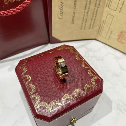 [Violet JW]LOVE RING 5.5MM 3 DIAMONDS PINK GOLD