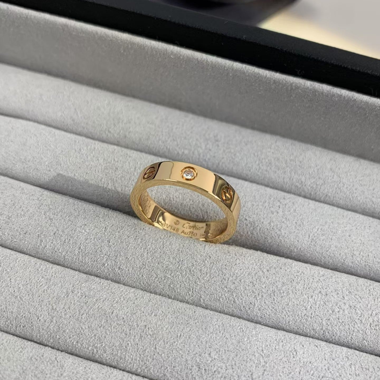 [Violet JW]LOVE RING 4MM 1 DIAMOND PINK GOLD