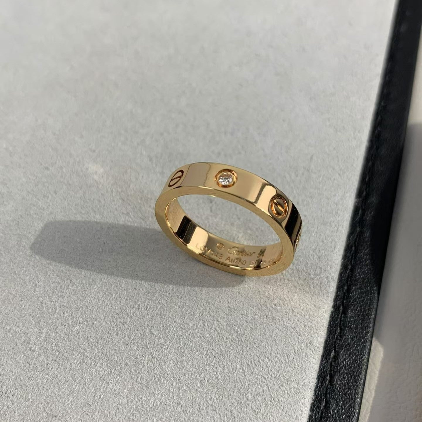 [Violet JW]LOVE RING 4MM 1 DIAMOND PINK GOLD