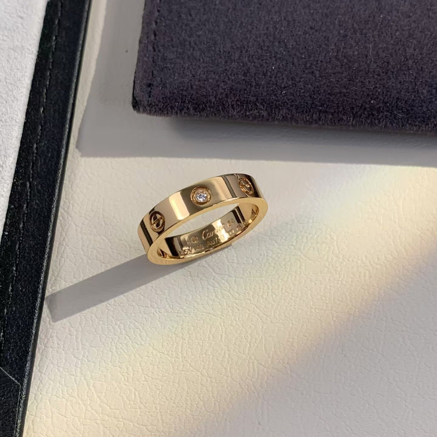 [Violet JW]LOVE RING 4MM 1 DIAMOND PINK GOLD