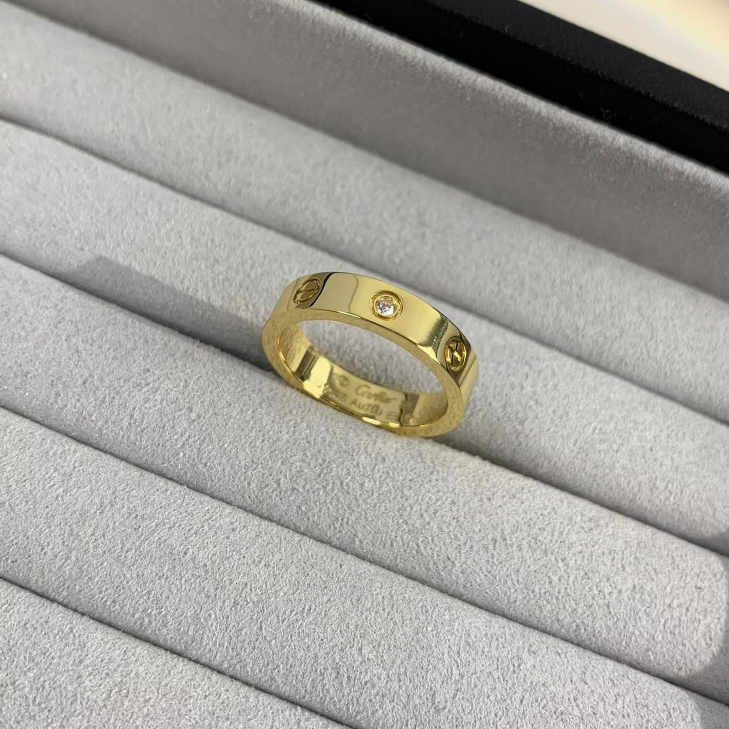 [Violet JW]LOVE RING 4MM 1 DIAMOND GOLD