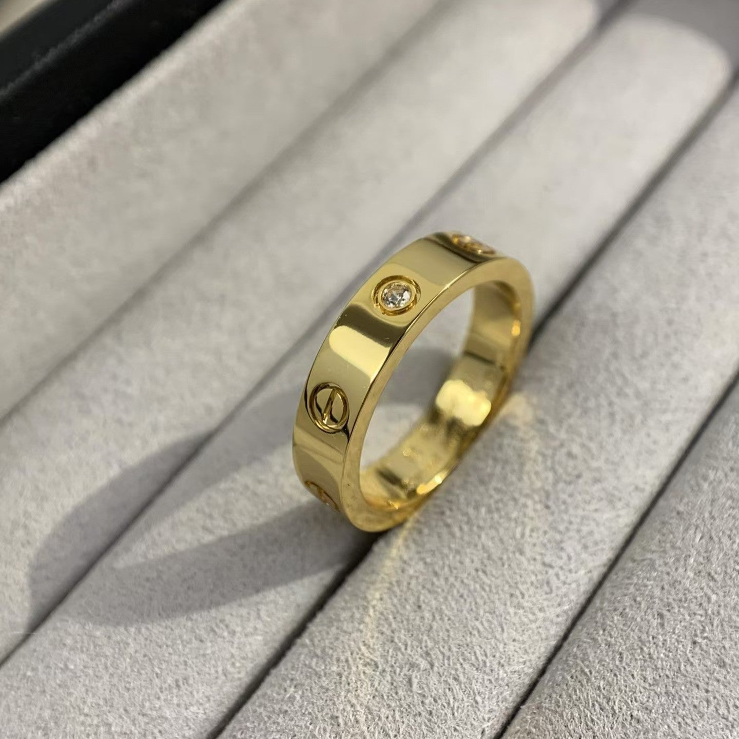 [Violet JW]LOVE RING 4MM 1 DIAMOND GOLD
