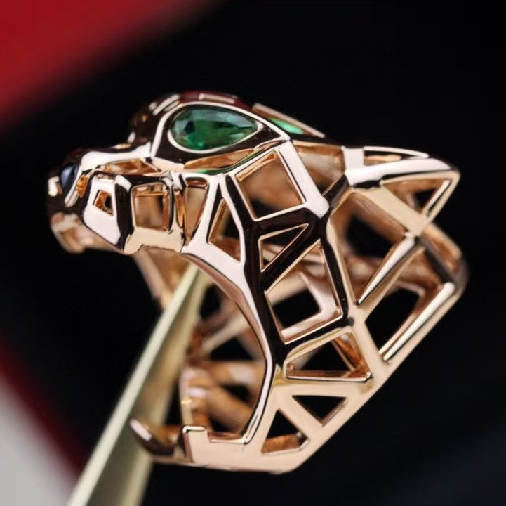 [Violet JW]HOLLOW LEOPARD HEAD RING