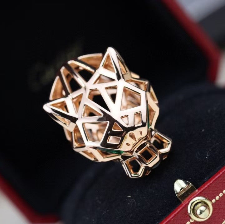 [Violet JW]HOLLOW LEOPARD HEAD RING