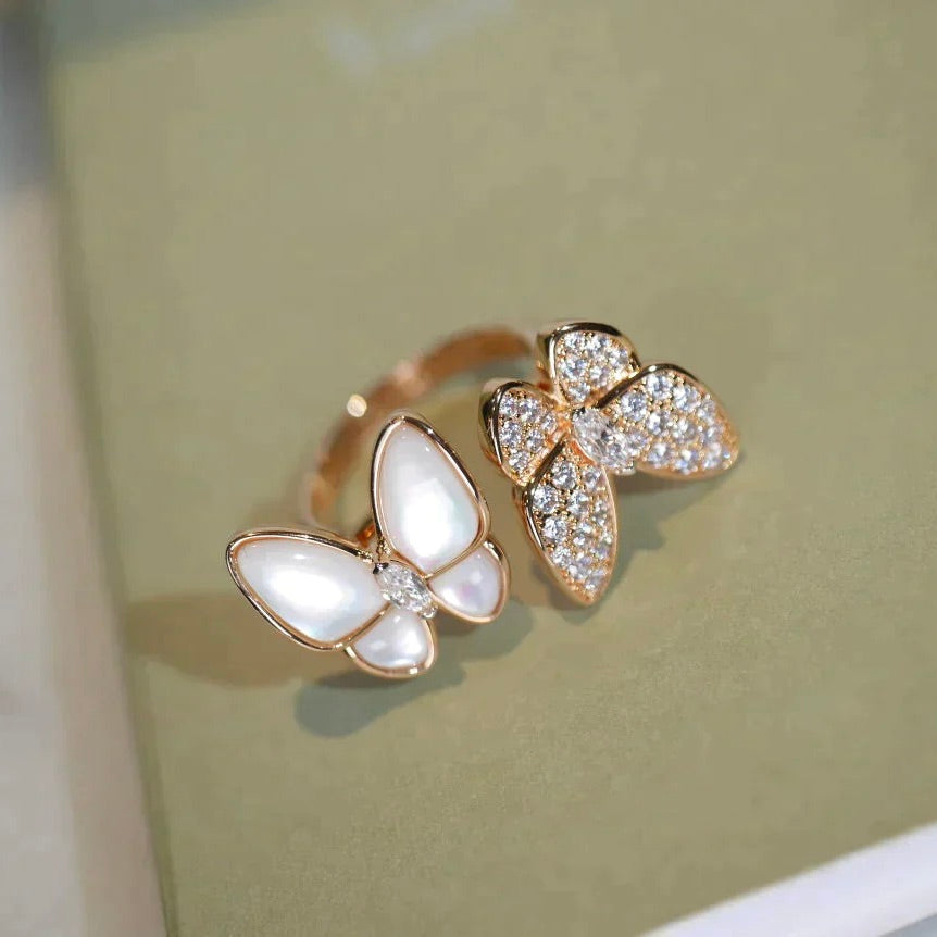 [Violet JW]TWIN BUTTERFLY DIAMOND MOP RING