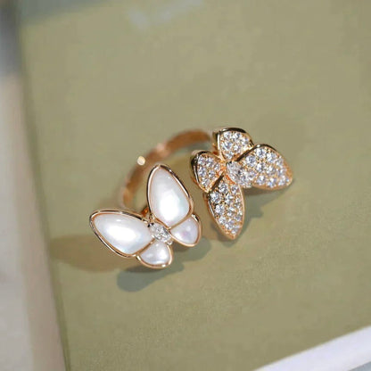 [Violet JW]TWIN BUTTERFLY DIAMOND MOP RING