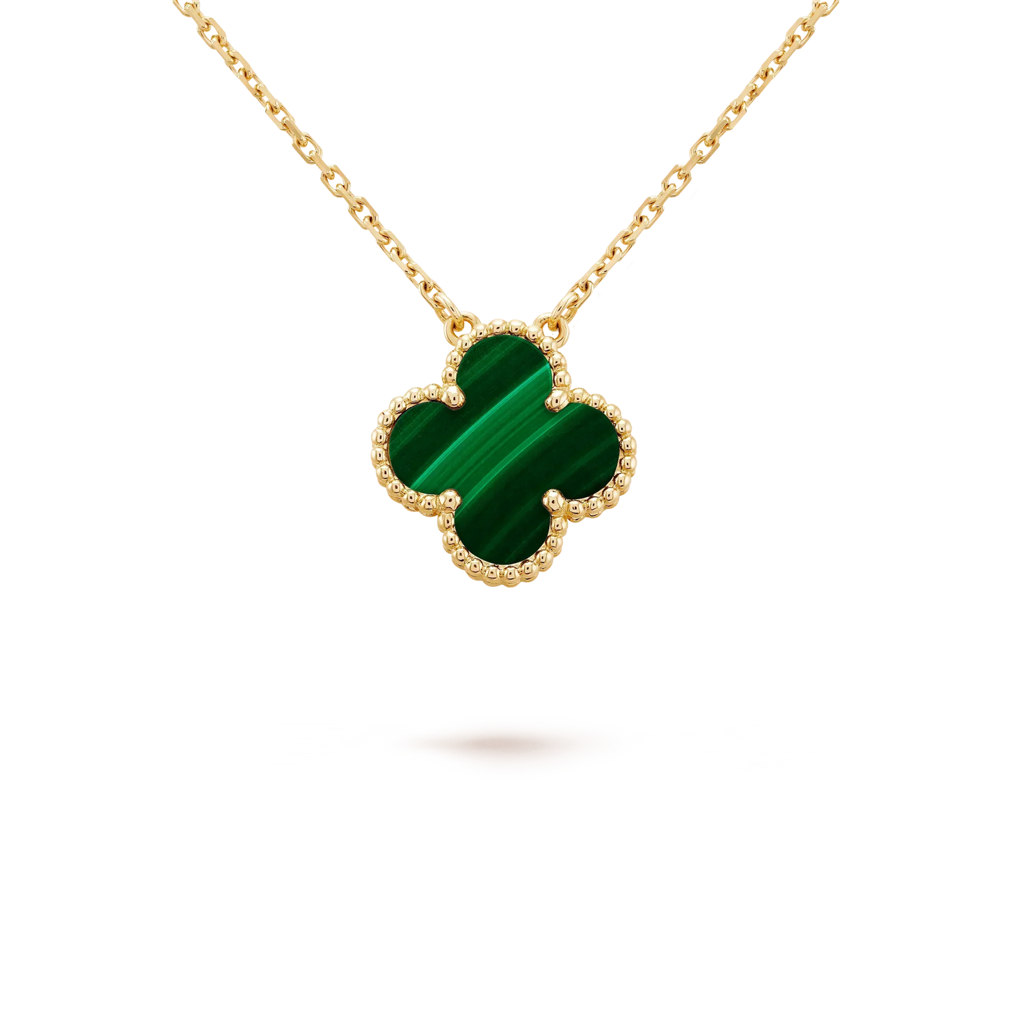 [Violet JW]CLOVER 15MM MALACHITE SINGLE FLOWER  NECKLACE