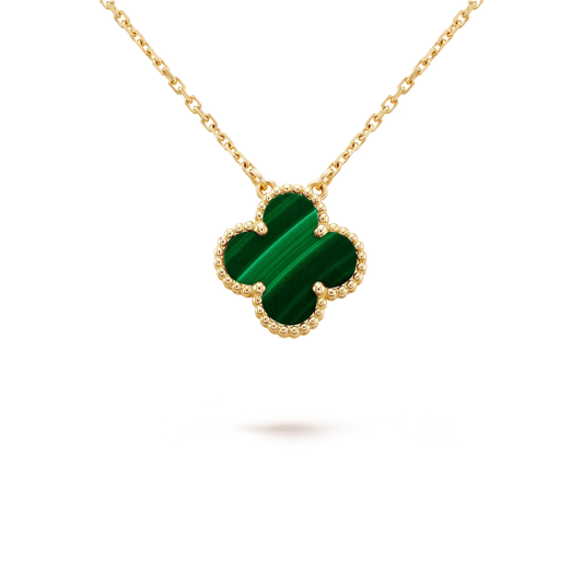 [Violet JW]CLOVER 15MM MALACHITE SINGLE FLOWER  NECKLACE