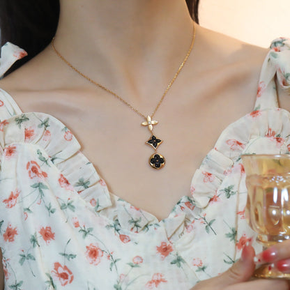 [Violet JW]STAR AND SUN ONYX PINK GOLD NECKLACE