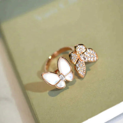 [Violet JW]TWIN BUTTERFLY DIAMOND MOP RING