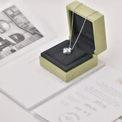 [Violet JW]CLOVER  15MM DIAMOND LASER NECKLACE SILVER