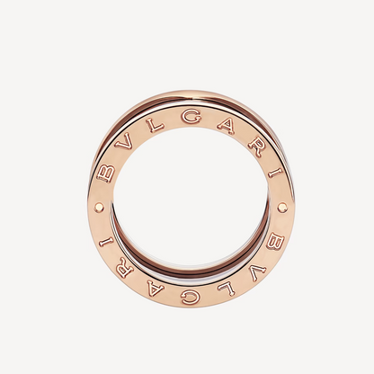 [Violet JW]ZERO 1 FOUR-BAND LOOPS AND BLACK CERAMIC SPIRAL PINK GOLD RING