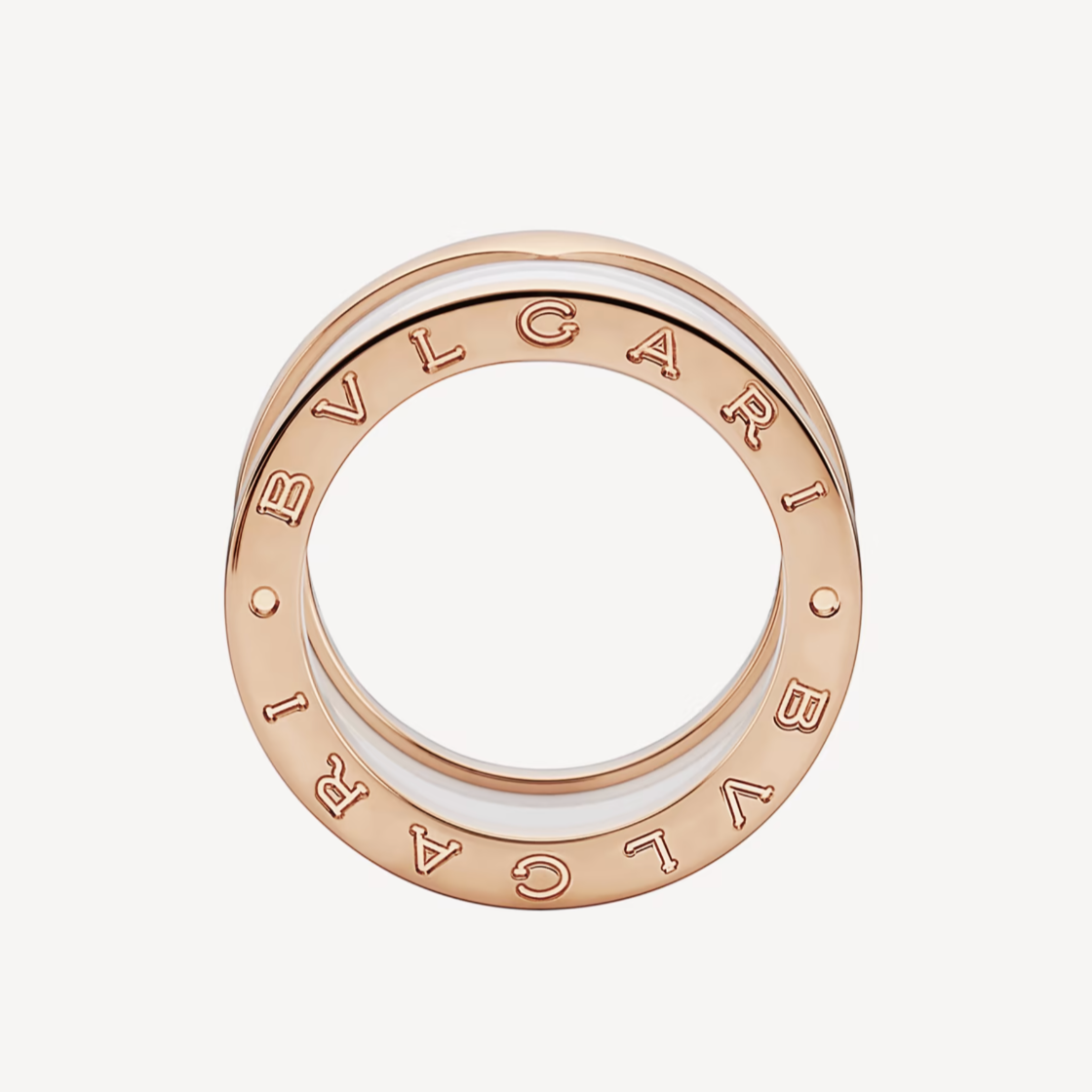 [Violet JW]ZERO 1 FOUR-BAND LOOPS AND WHITE CERAMIC SPIRAL PINK GOLD RING