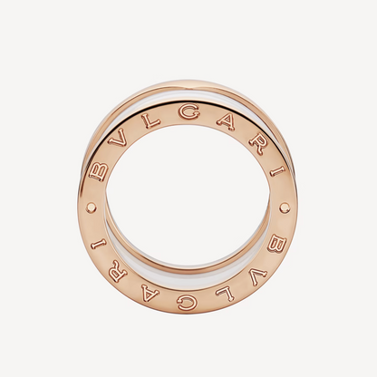 [Violet JW]ZERO 1 FOUR-BAND LOOPS AND WHITE CERAMIC SPIRAL PINK GOLD RING