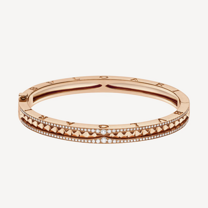 [Violet JW]ZERO 1 SPIRAL AND PAVED DIAMOND PINK GOLD BRACELET