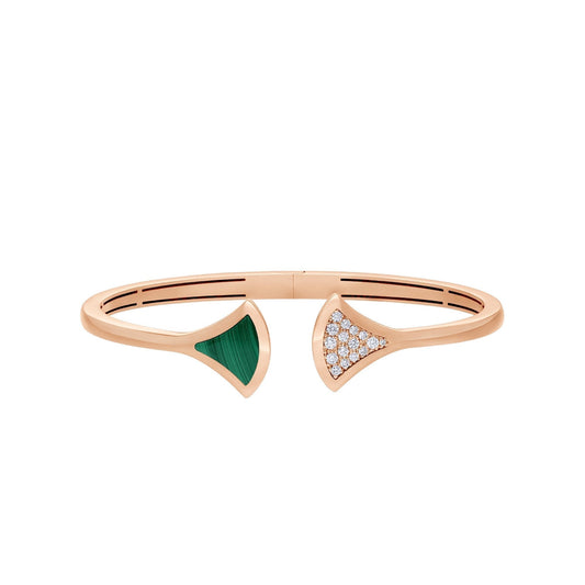 [Violet JW]DREAM BRACELET OPEN MALACHITE PINK GOLD