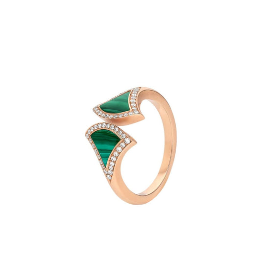 [Violet JW]DREAM MALACHITE DIAMOND OPEN RING